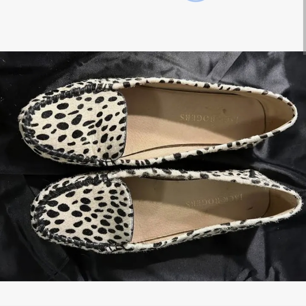 Jack Rogers Black and White Spotted Loafers